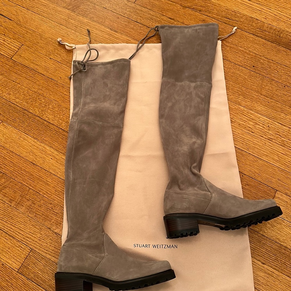 Beautiful khaki suede Stuart Weitzman over the knee boot.